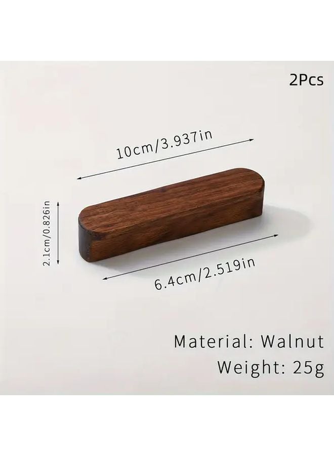 Walnut Wood Drawer Pulls 192mm Hole Spacing 2pcs Polished Metal Finish Cabinet Handles - Image 3